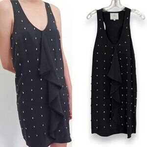 Madison Marcus Silk Little Black Dress Mini Rhinestone Cocktail Party Medium